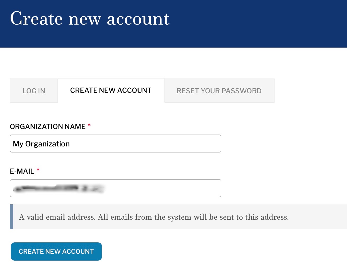 Create new account